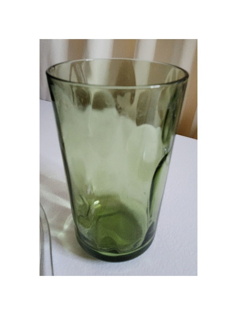 Hazel Atlas Lyric Avocado Green Tumbler Vintage Mid Century Glass Drinkware
